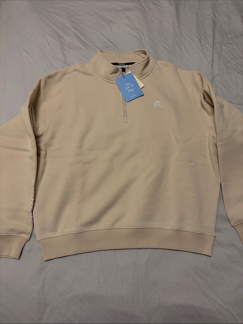 Neutral Cream Quarter-Zip Crewneck Sweatshirt by Malbon